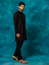 Vastramay Men's Black Cotton Blend Kurta Pyjama Set